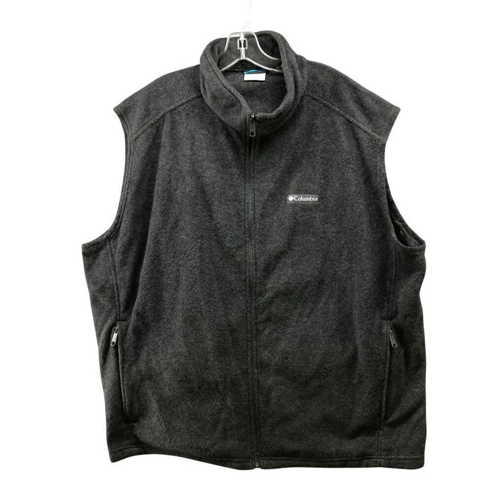 Columbia Fleece Vest Mens XXL Gray Full Zip Jacket Zip Pockets Sweater